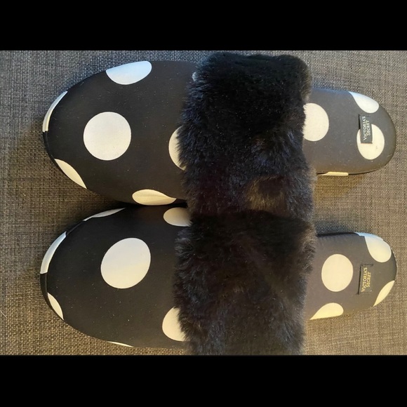 VS Victoria’s Secret slippers Black/White Polka Dots - Picture 4 of 9